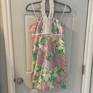 Lilly Pulitzer Pink and Green Halter Dress